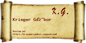 Krieger Gábor névjegykártya