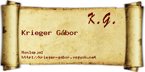 Krieger Gábor névjegykártya